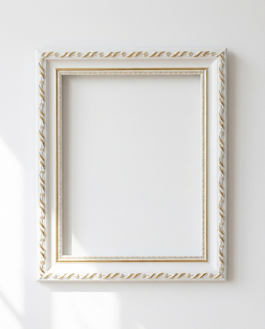 The Heritage Frame in White And Gold Chantilly
