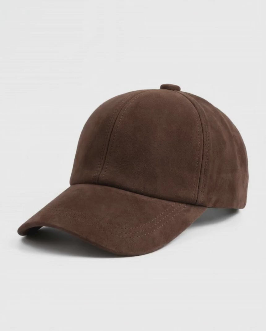 Sheepskin Suede Leather Baseball Cap, Unisex