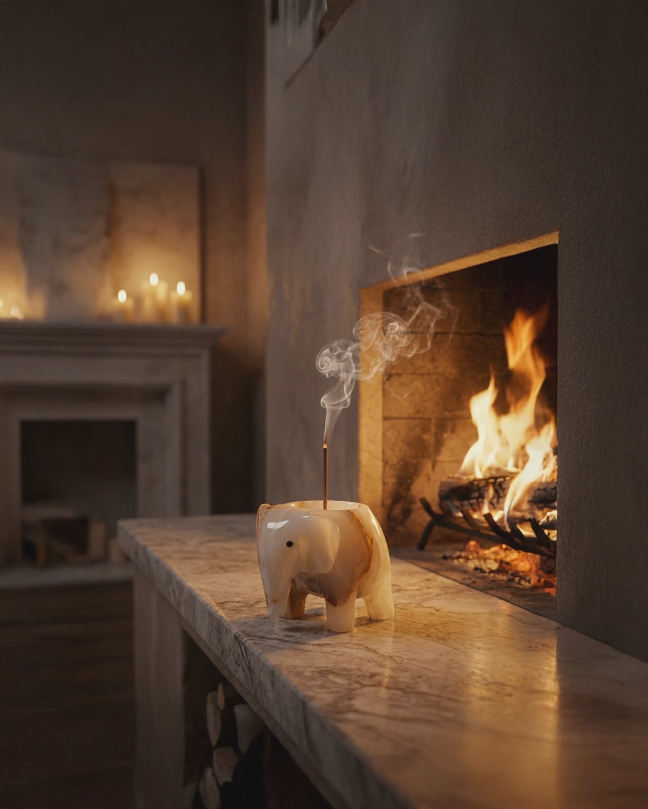 White Onyx Elephant Incense Holder